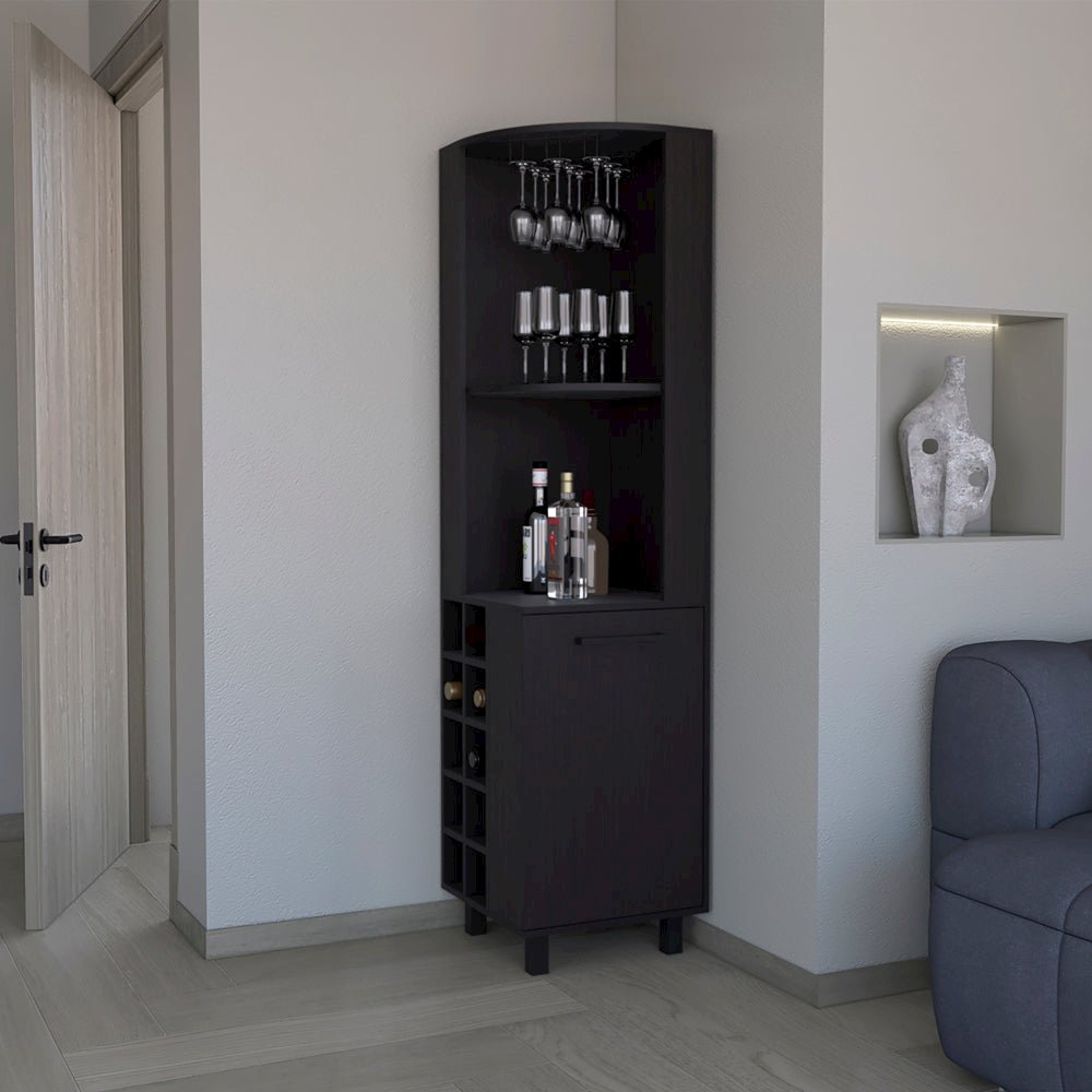 Corner Bar Cabinet Cleveland, Living Room, Black. Picture 2