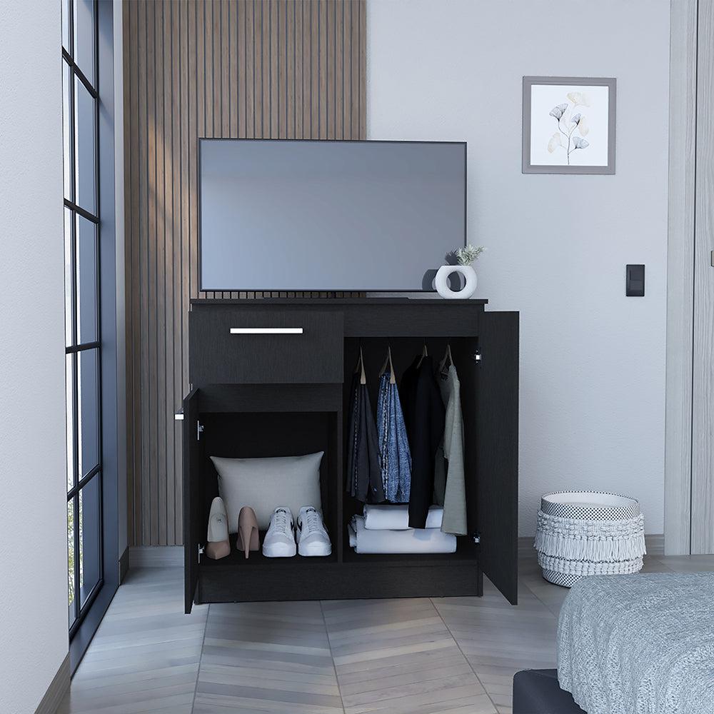 Multi-Functional Dresser Carlin with  Drawers and Top Surface as TV Stand, Black. Picture 2