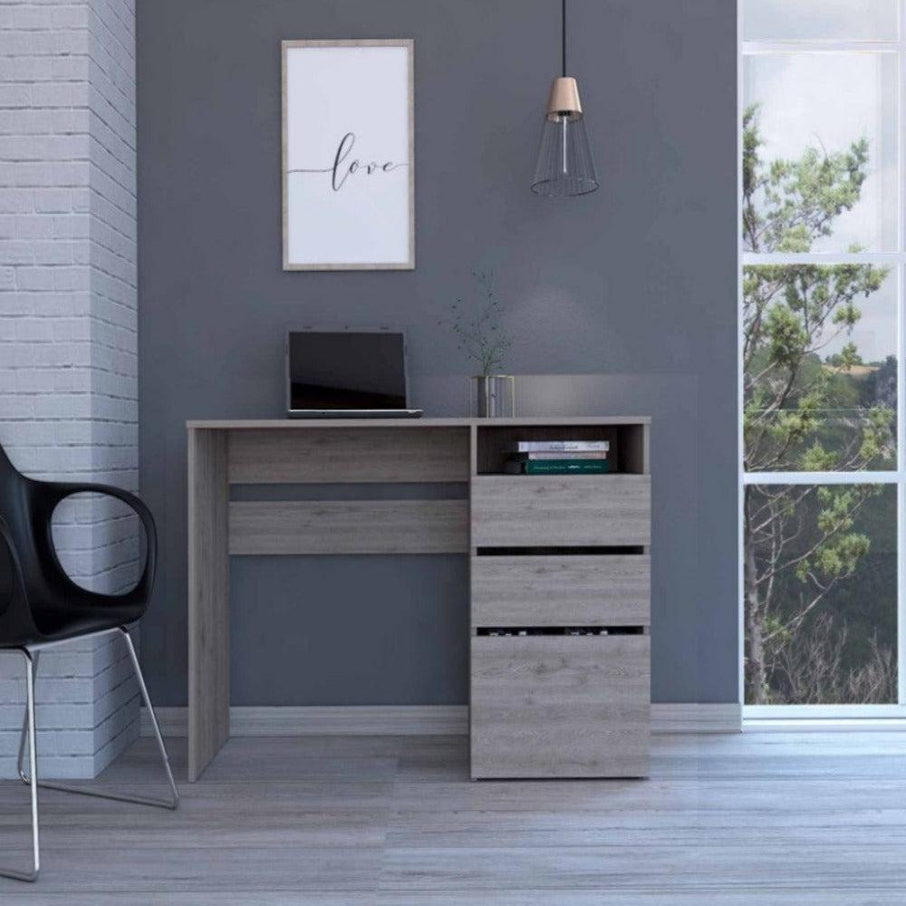 Computer Desk San Diego, One Shelf, Light Gray Finish. Picture 1