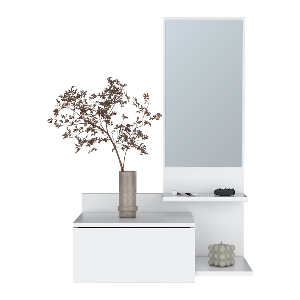 Floating Hallway Cabinet Lowell, Living Room, White. Picture 7