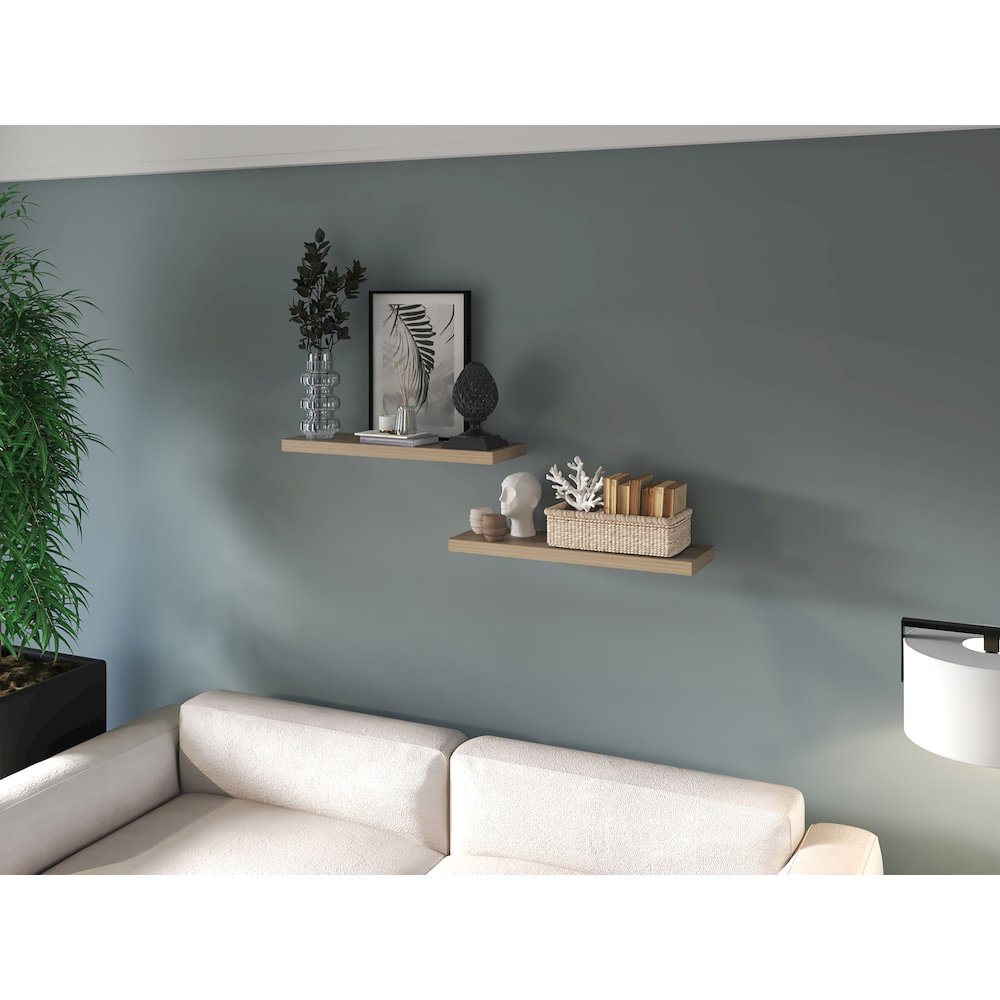 Floating Shelf Dallas, Living Room, Light Pine. Picture 5