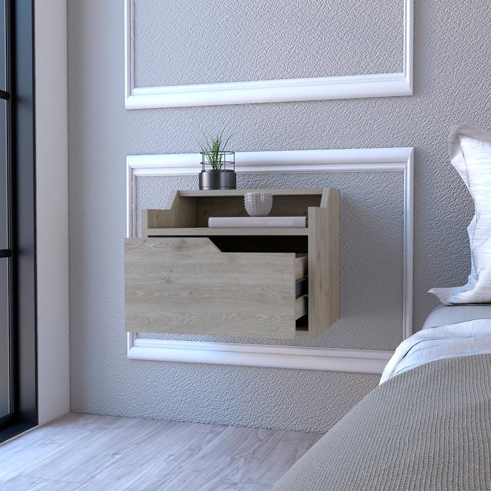 Floating Nightstand Chester, Bedroom, Light Gray. Picture 3