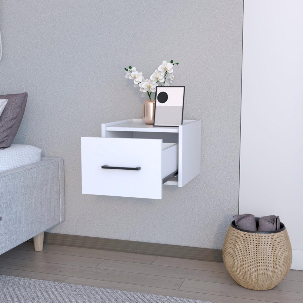 Floating Nightstand Calion, Bedroom, White. Picture 3