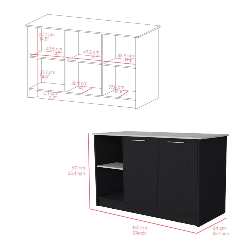 Kitchen Island Padua, Kitchen, Black / Onyx. Picture 7