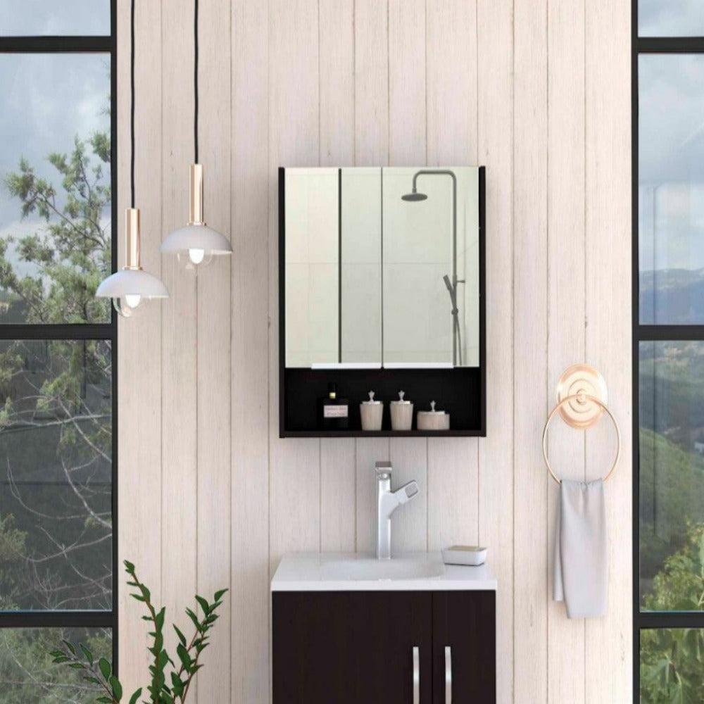 Medicine Cabinet with Mirror  Lexington, Black Wengue Finish. Picture 1