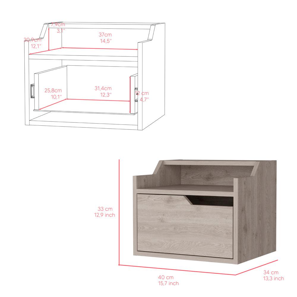 Floating Nightstand Chester, Bedroom, Light Gray. Picture 7