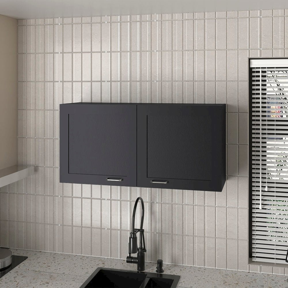 Utica Wall Cabinet, Kitchen, Black. Picture 4