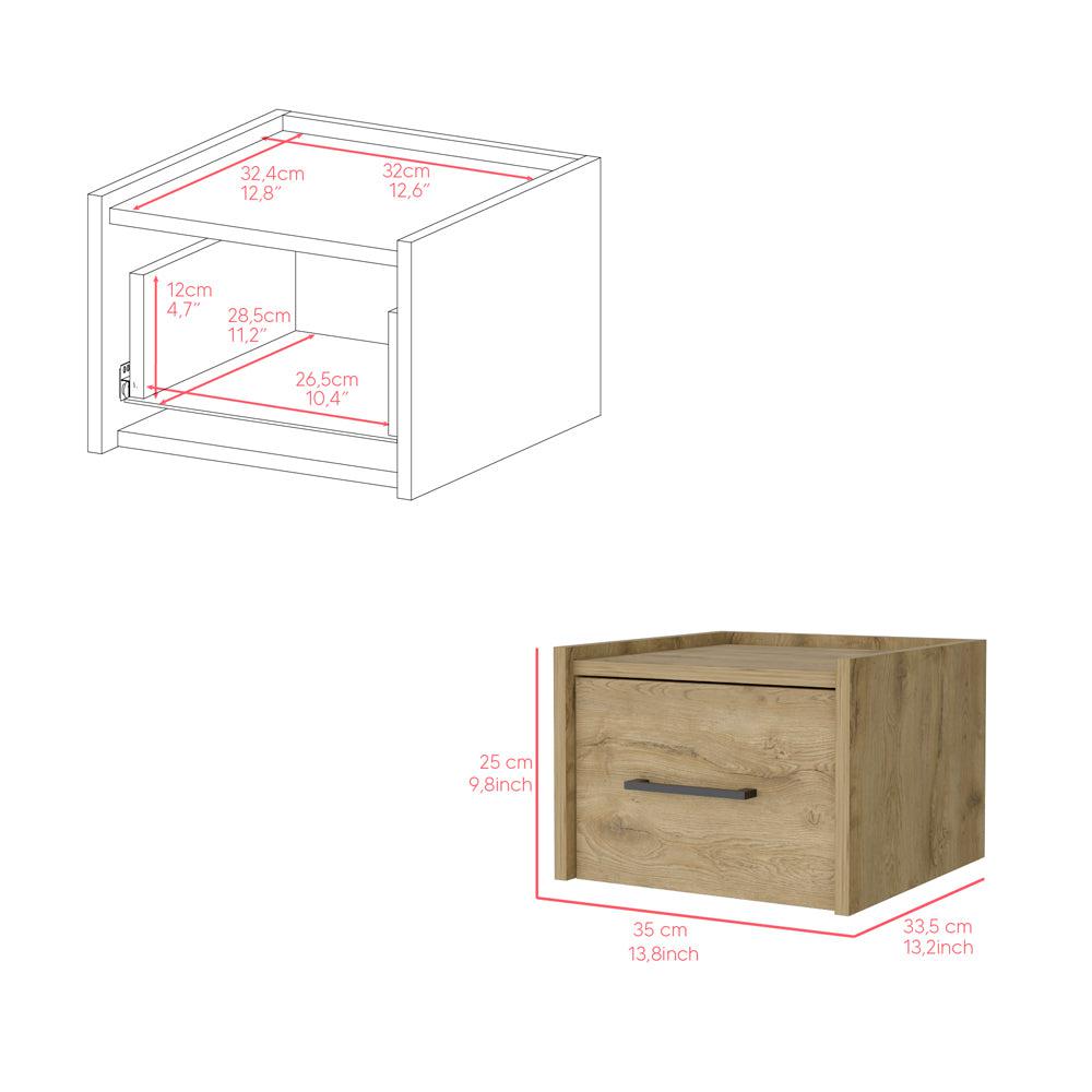 Floating Nightstand Calion, Bedroom, Macadamia. Picture 7