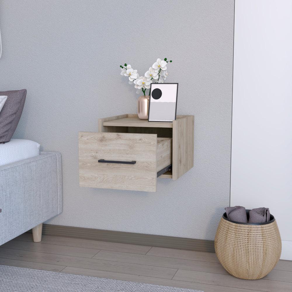 Floating Nightstand Calion, Bedroom, Light Gray. Picture 3