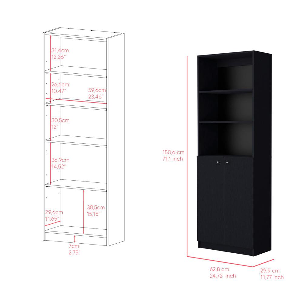 Bookcase Dual-Door Benzoni, Office, Black. Picture 7