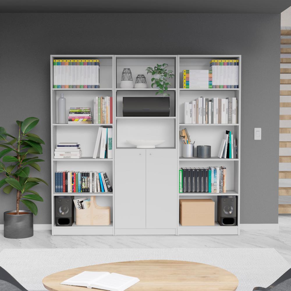 Penrose 3 Piece Living Room Set with 3 Bookcases, White. Picture 2