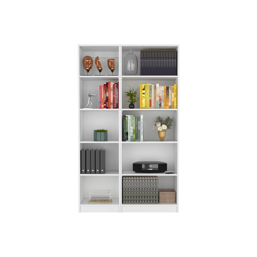 Idalia 2 Piece Living Room Set with 2 Bookcases, White. Picture 1