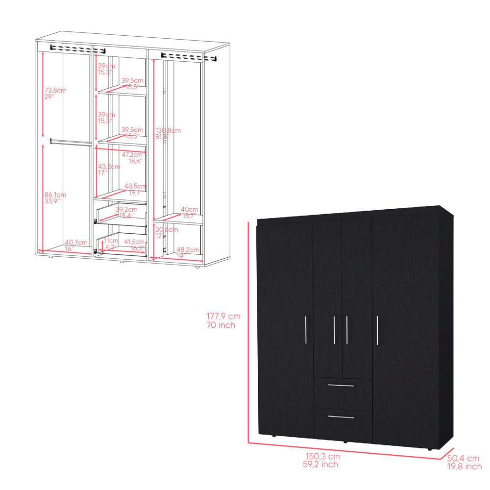 Armoire Elma, Bedroom, Black. Picture 3