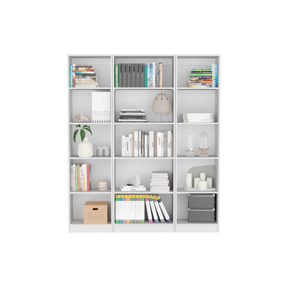 Parwan 3 Piece Living Room Set with 3 Bookcases, White. Picture 1