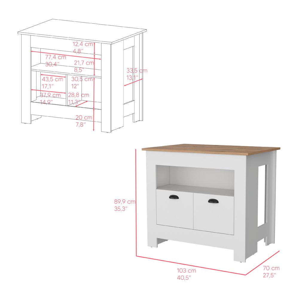 Kitchen Island Geneva, Kitchen, White / Macadamia. Picture 7