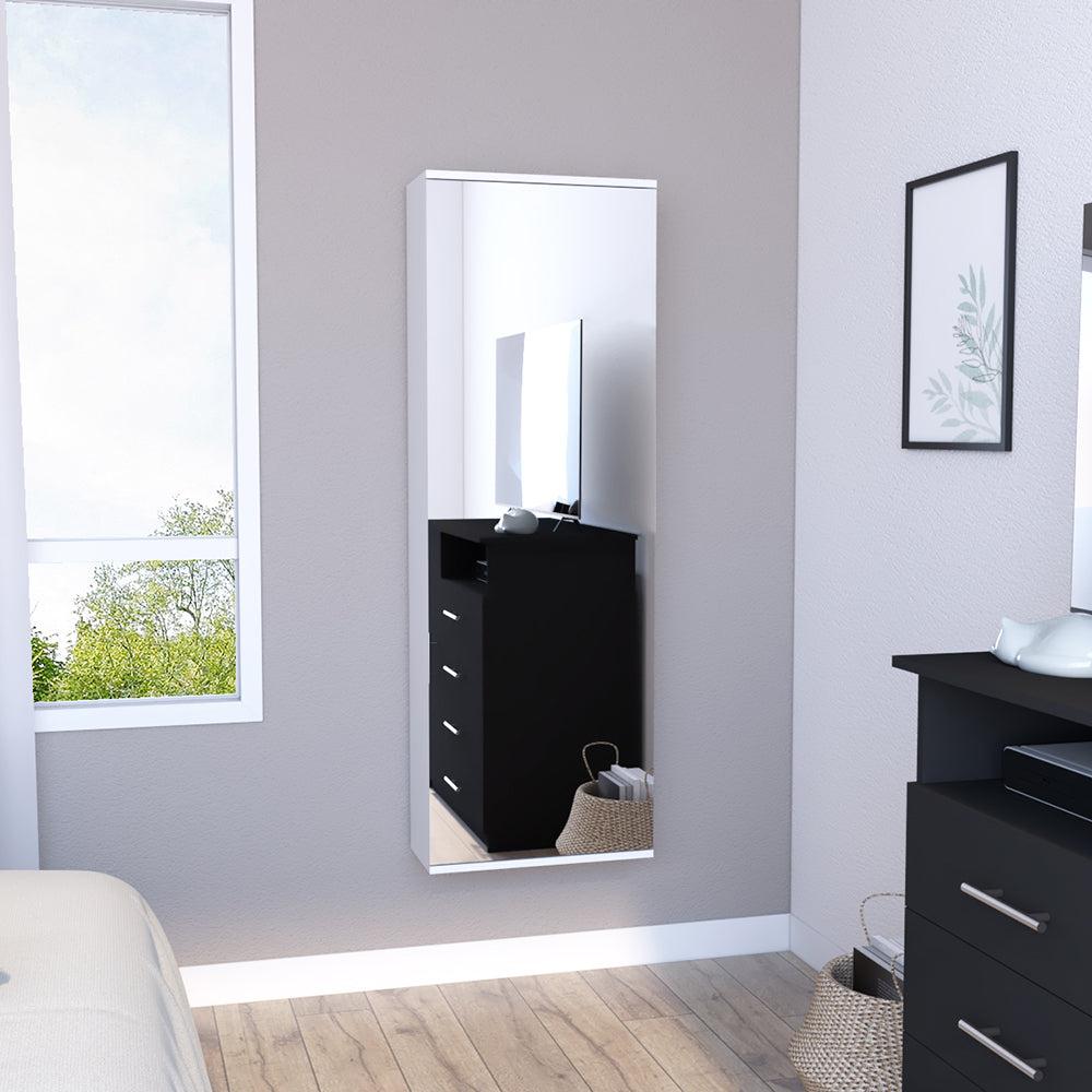 Wall Mounted Shoe Rack With Mirror Chimg, Single Door, White Finish. Picture 1