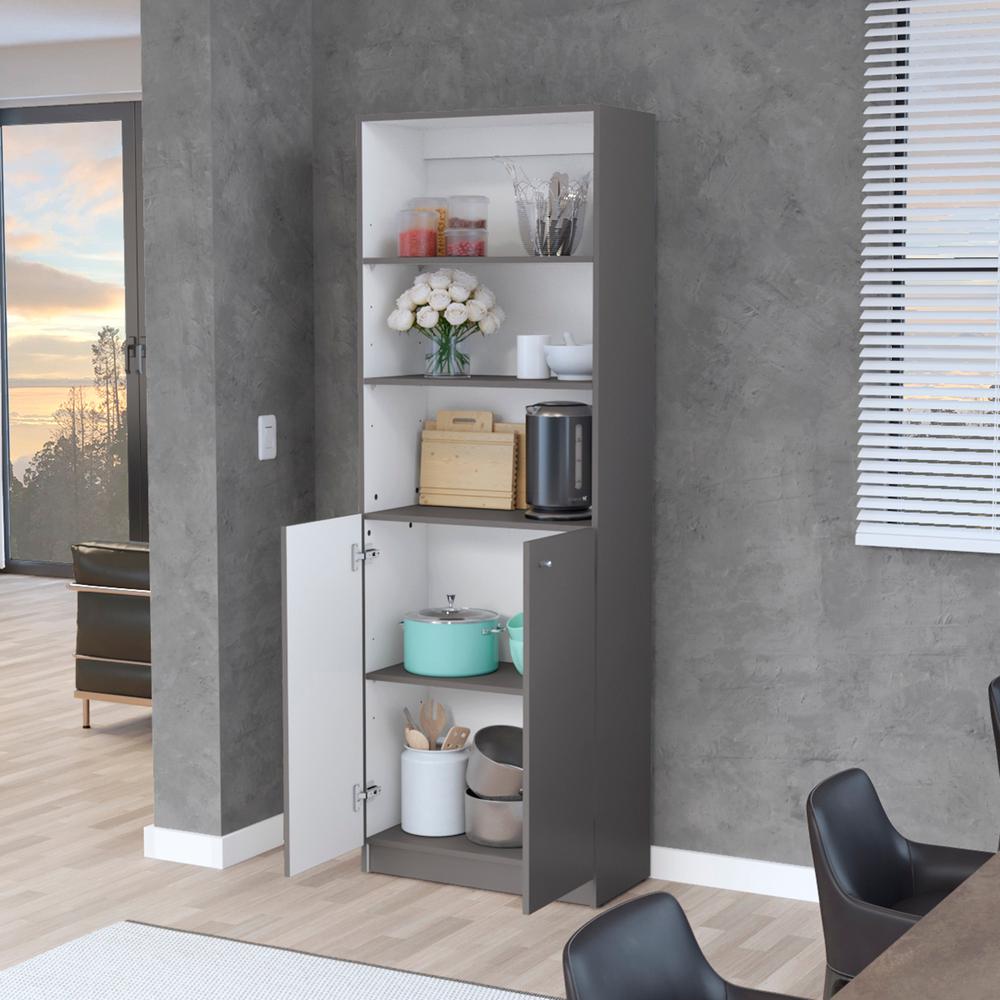 Bookcase Dual-Door Benzoni, Office, Matt Gray / White. Picture 3
