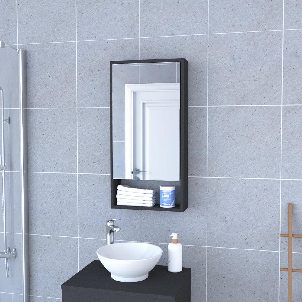 Medicine Cabinet Irvine, One External Shelf, Black Wengue Finish. Picture 1