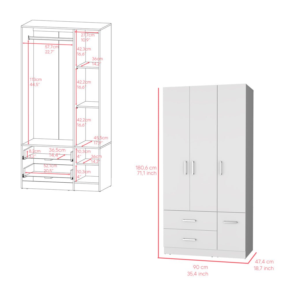 Four Door Armoire Crosby, Bedroom, White. Picture 3