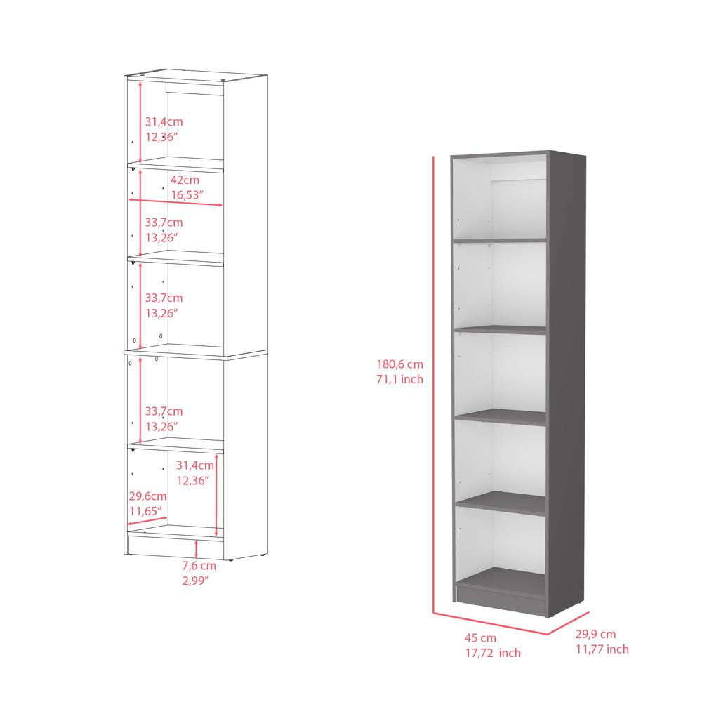 Bookcase XS Benzoni, Office, Matt Gray / White. Picture 7