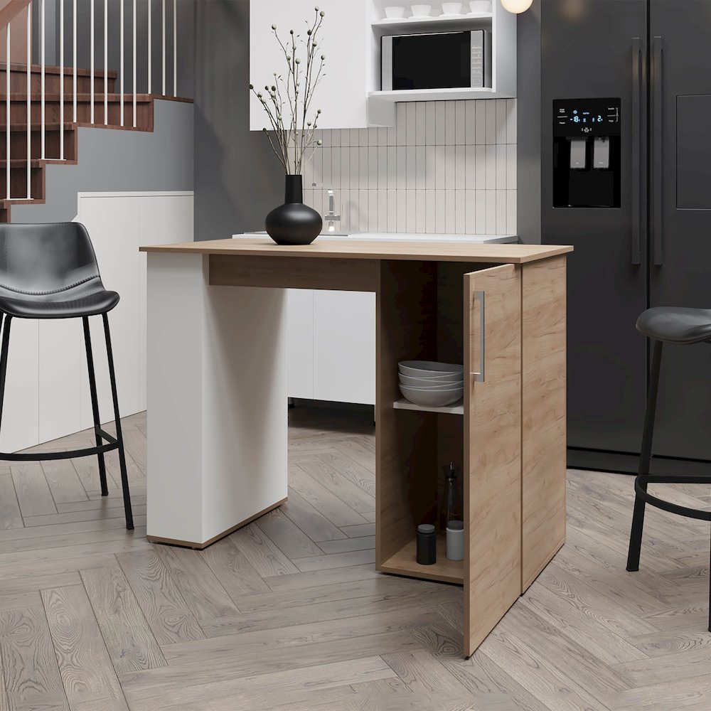 Alder Bar Kitchen Island, Kitchen, White / Macadamia. Picture 2