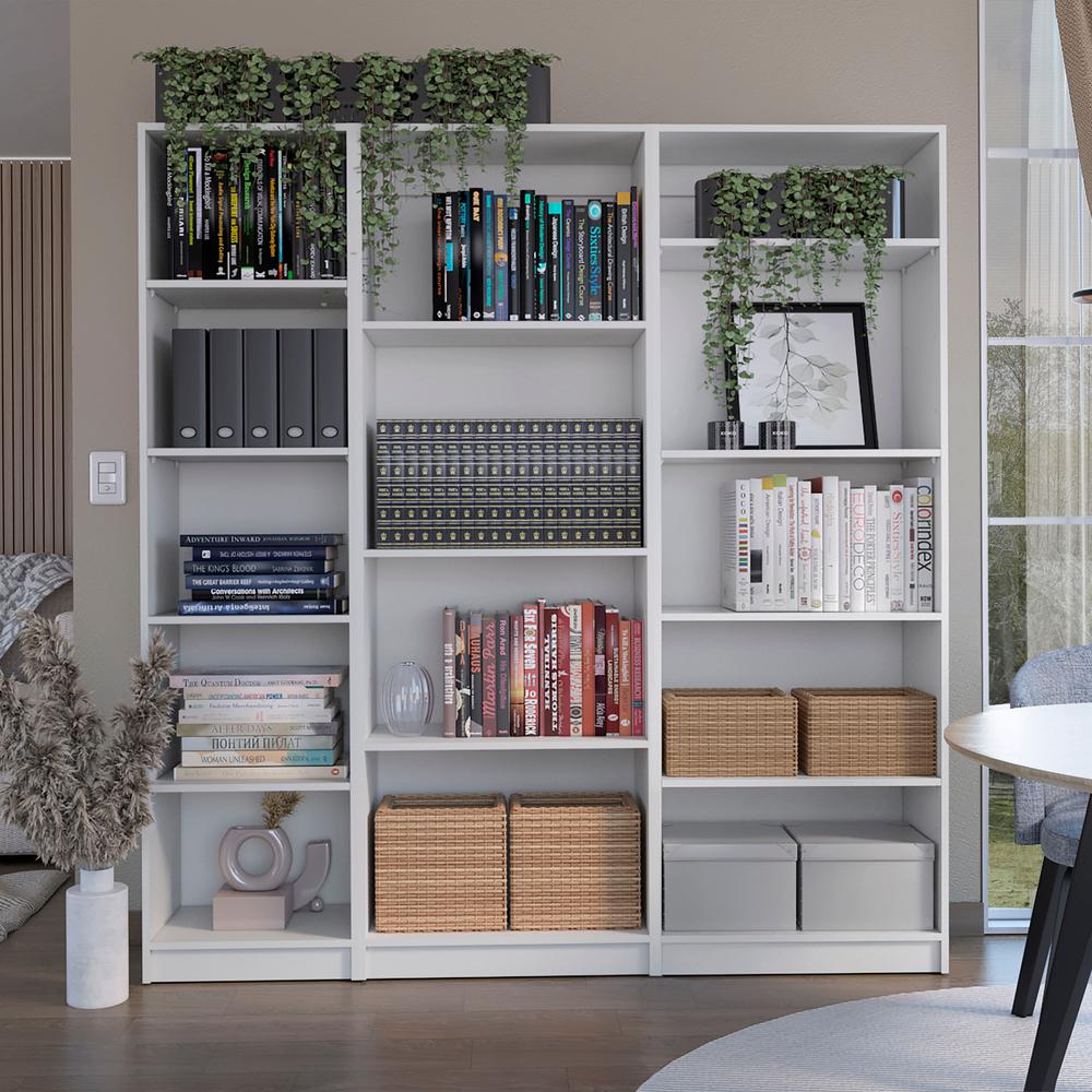 Tuin 3 Piece Living Room Set with 3 Bookcases, White. Picture 2