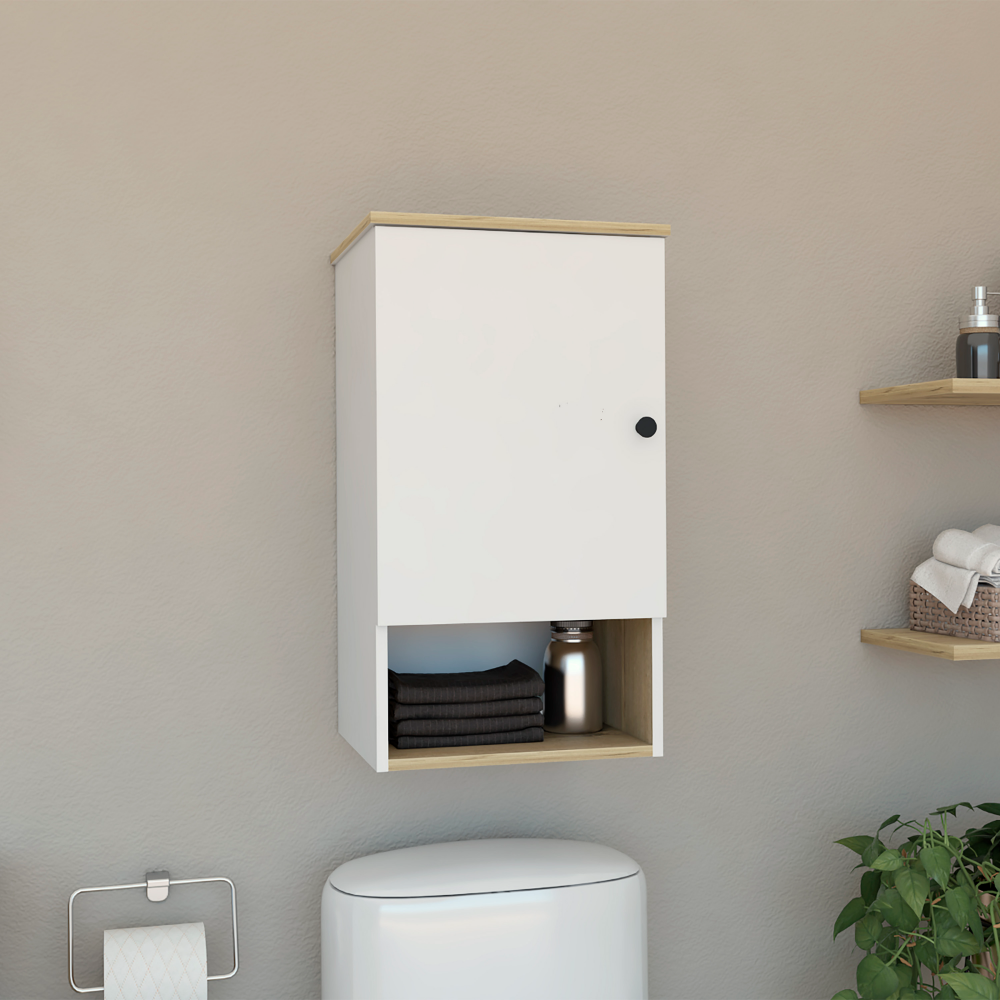 Medicine Cabinet Porto, Two Internal Shelves, Light Oak / White Finish. Picture 1