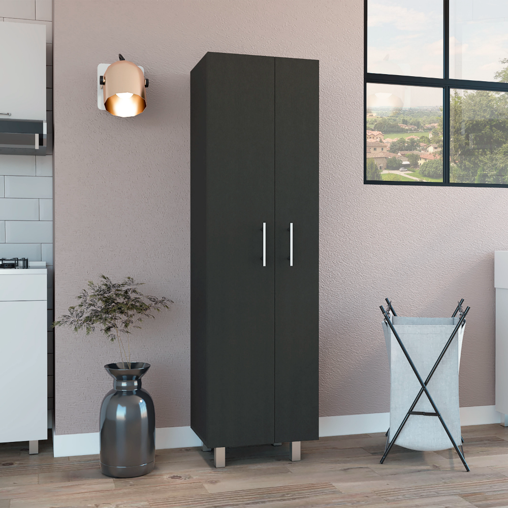 Closet Pantry Copenhague, Five Shelves, Black Wengue / White Finish. Picture 1