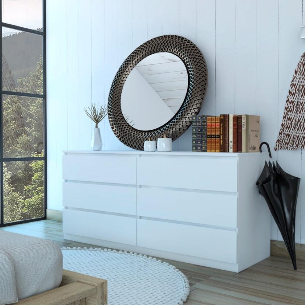 6 Drawer Double Dresser Tronx, Superior Top, White Finish. Picture 1