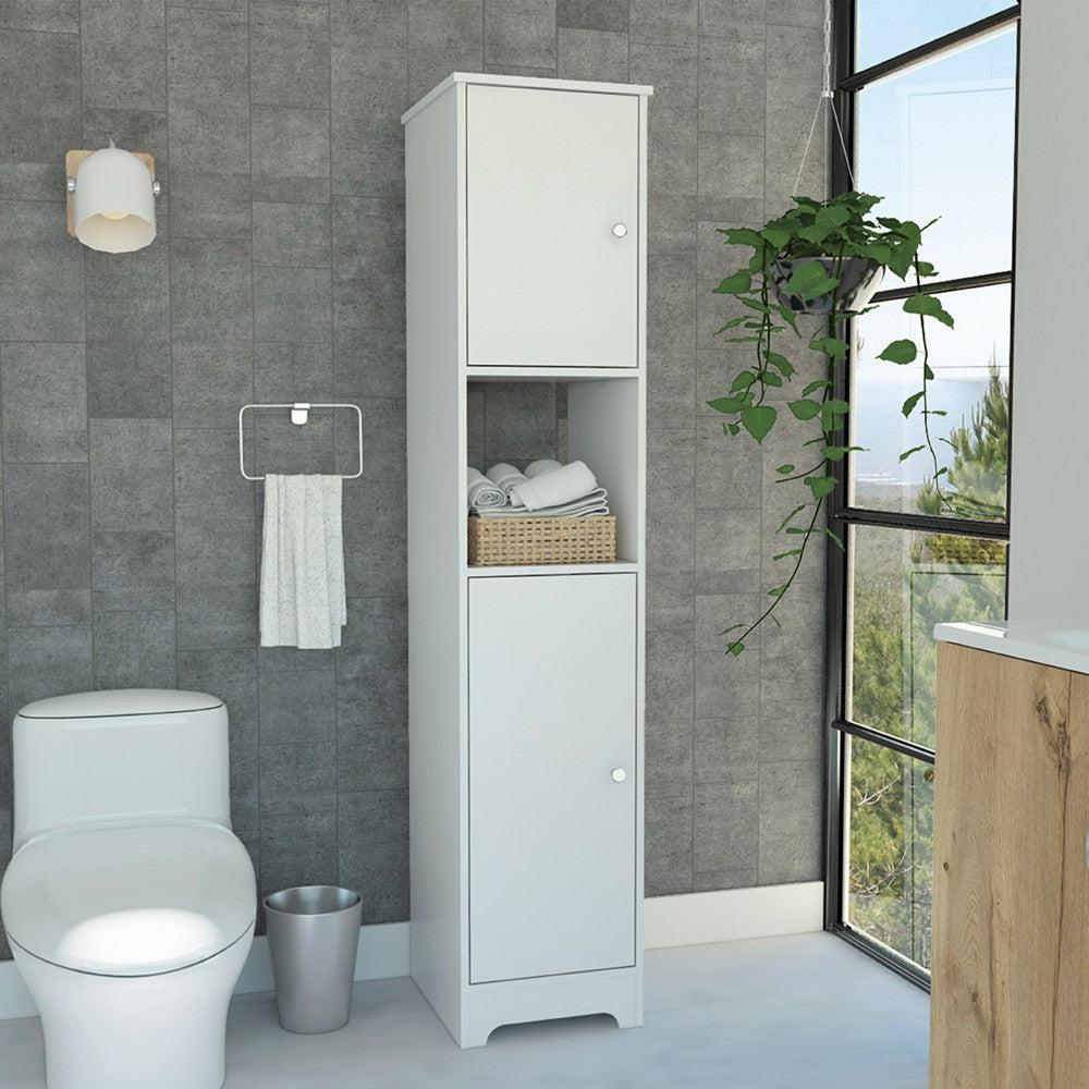 Linen Cabinet Albany, Four Interior Shelves, White Finish. Picture 1
