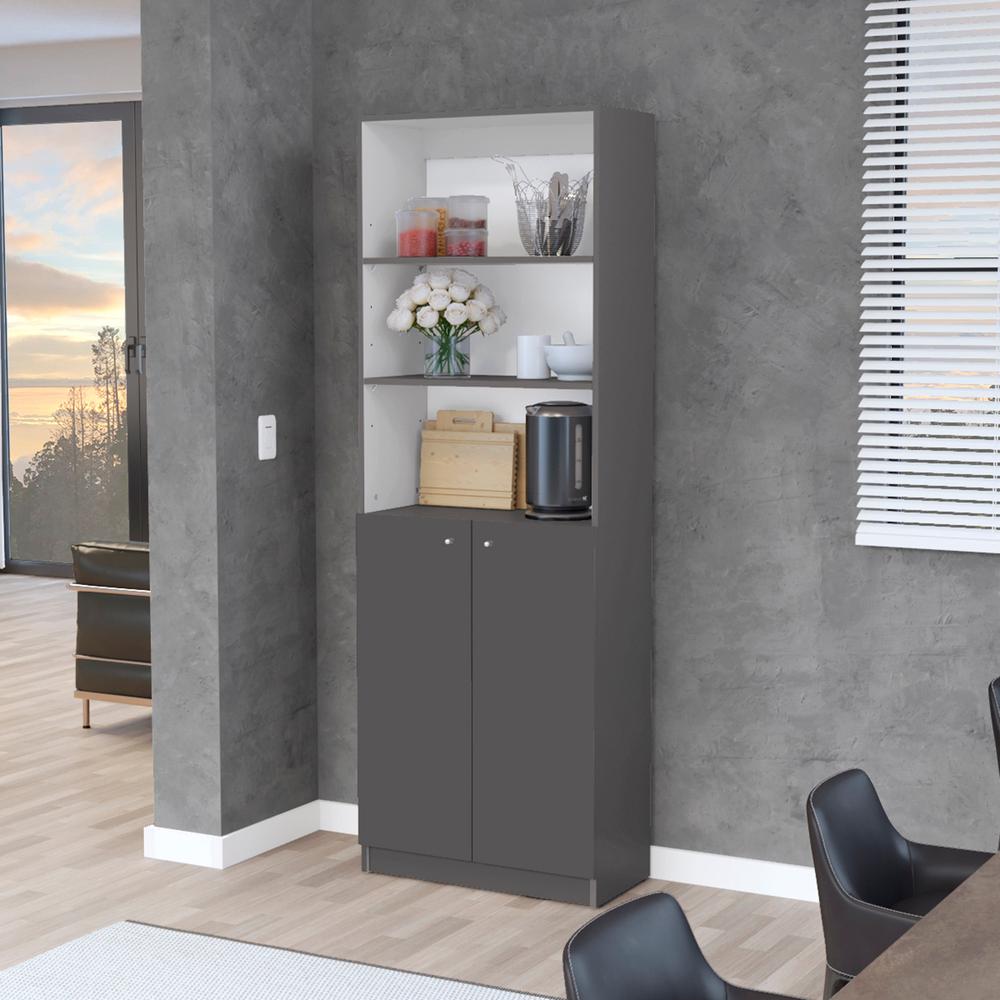 Bookcase Dual-Door Benzoni, Office, Matt Gray / White. Picture 6