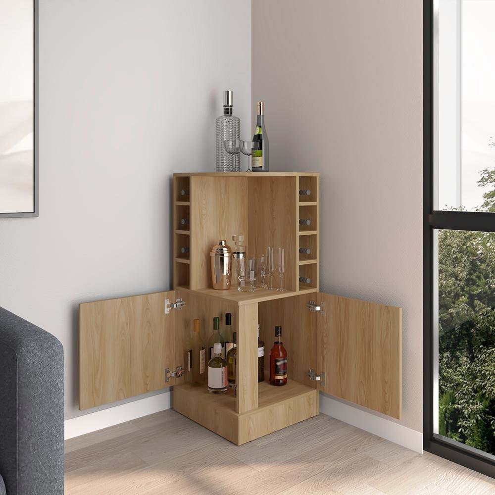 Hobart Bar Cabinet, Living Room, Light Pine. Picture 5