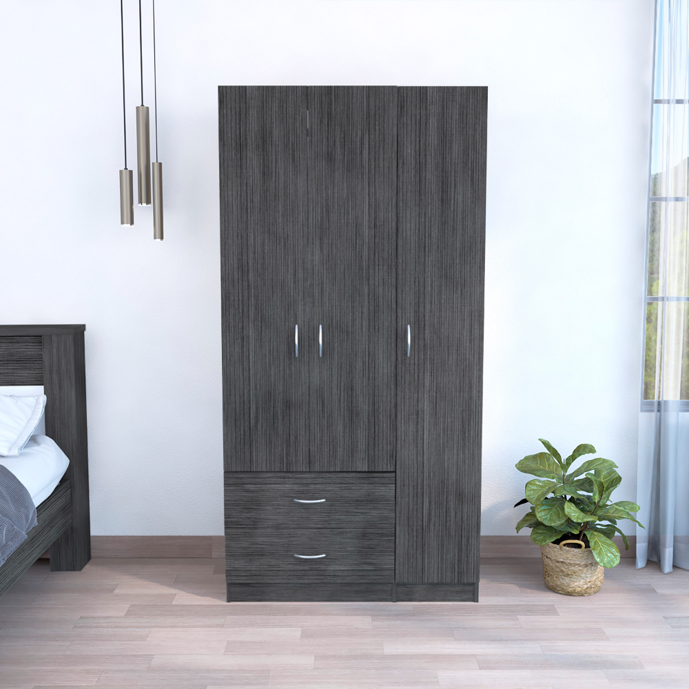 Three Door Armoire Clark, Bedroom, Smoky Oak / White. Picture 1
