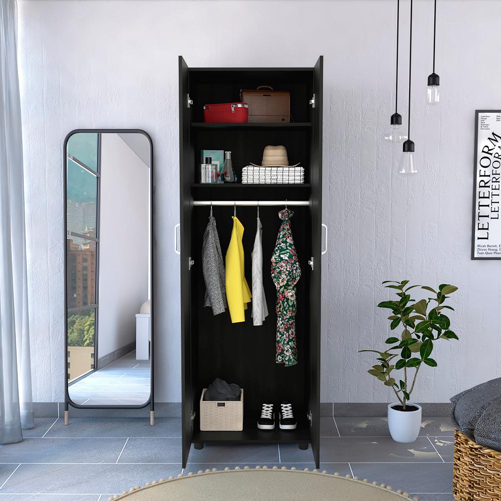 Slim Armoire Barkley, Bedroom, Black. Picture 3