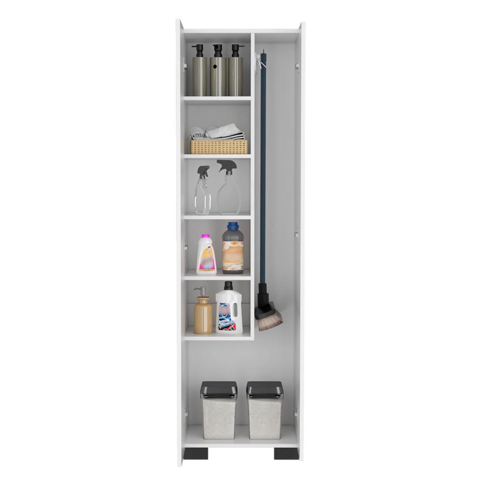 Broom Cabinet Lucin, Garage, White. Picture 2
