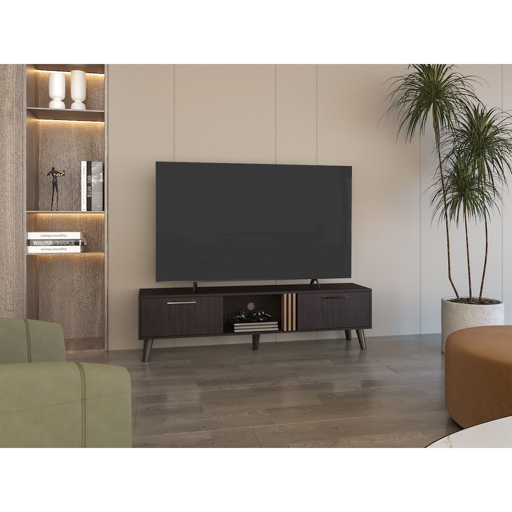 Altoona Tv Stand , Living Room, Black/Light Oak. Picture 8
