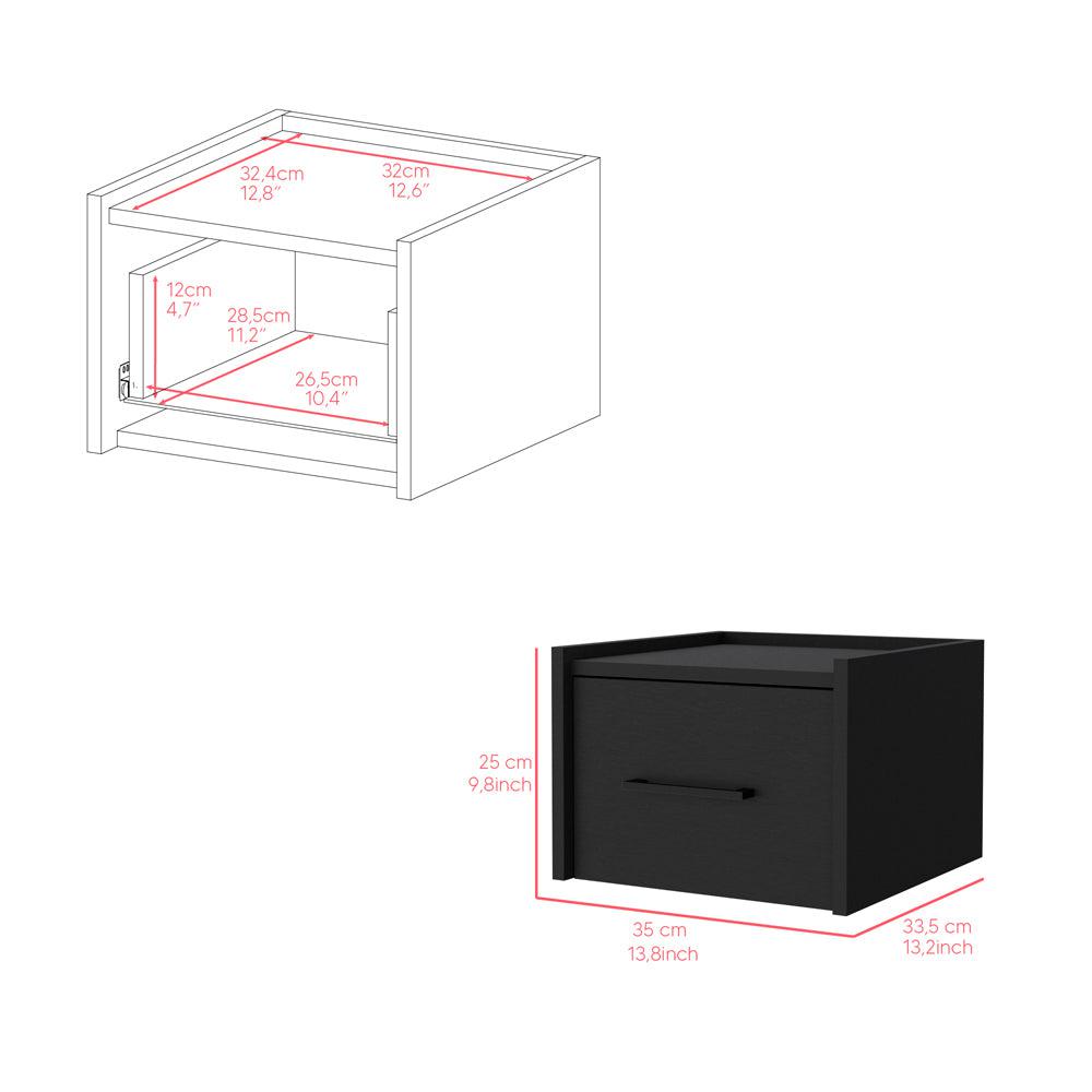 Floating Nightstand Calion, Bedroom, Black. Picture 7