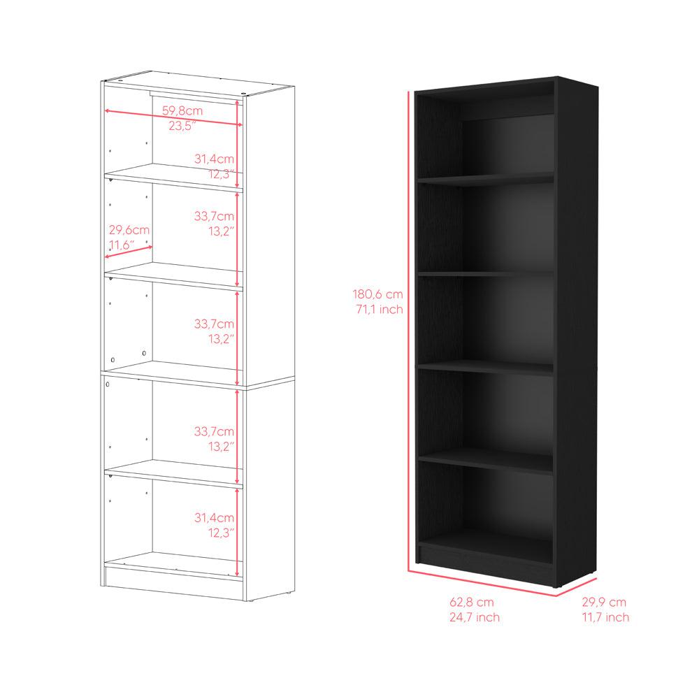 Bookcase 4-Shelves Benzoni, Office, Black. Picture 7