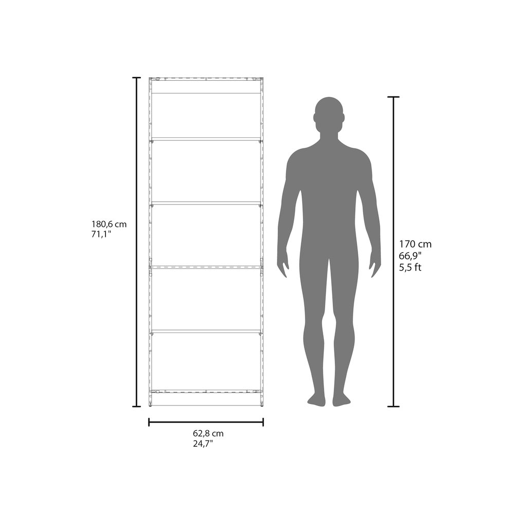 Verdi Bookcase XS, 4 Shelves, Macadamia/White Manufactured Wood. Picture 5