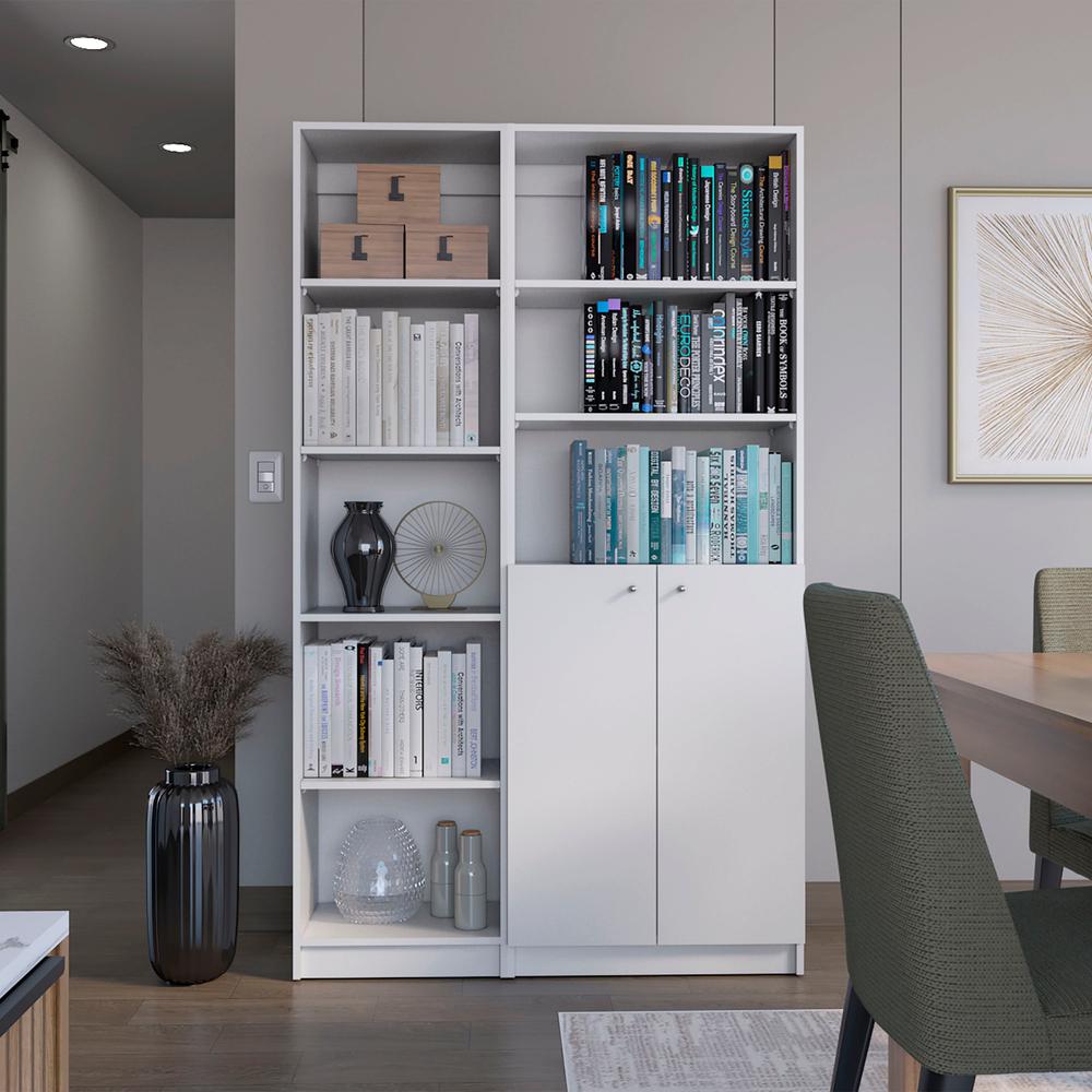 Cedar 2 Piece Living Room Set with 2 Bookcases, White. Picture 2