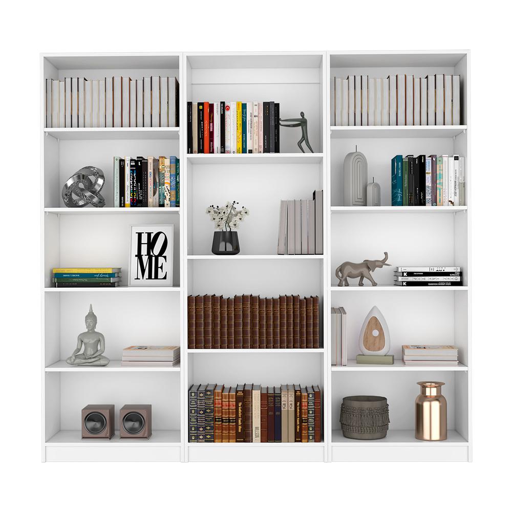 Blende 3 Piece Living Room Set with 3 Bookcases, White. Picture 1