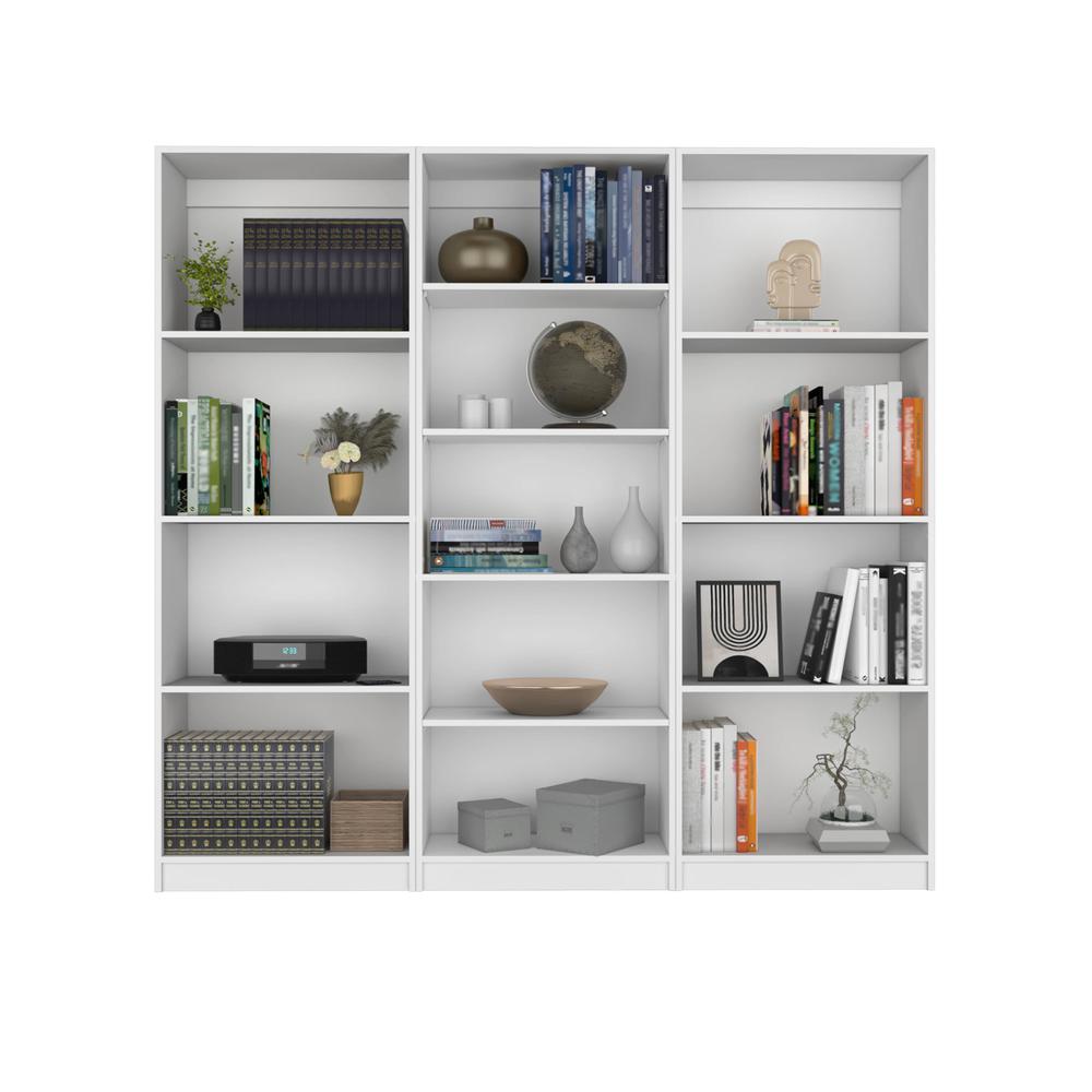 Chelton 3 Piece Living Room Set with 3 Bookcases, Matt Gray/ White. Picture 1