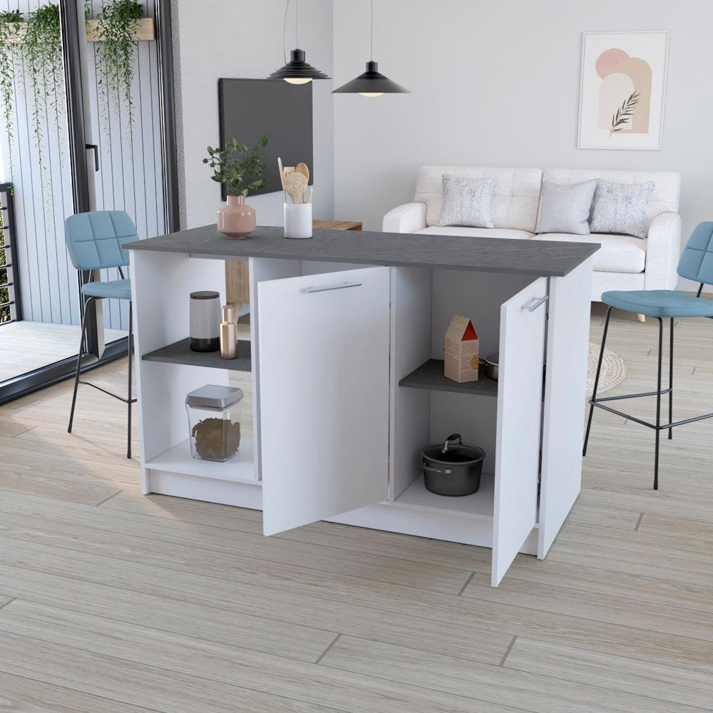 Kitchen Island Padua, Kitchen, White / Onyx. Picture 3