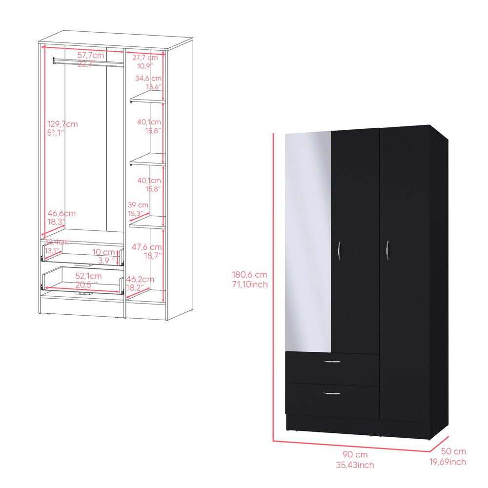 Armoire Haddam, Bedroom, Black. Picture 3