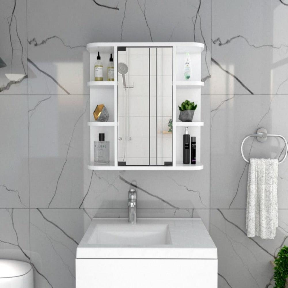 Medicine Cabinet Milano, Six External Shelves Mirror, White Finish. Picture 1