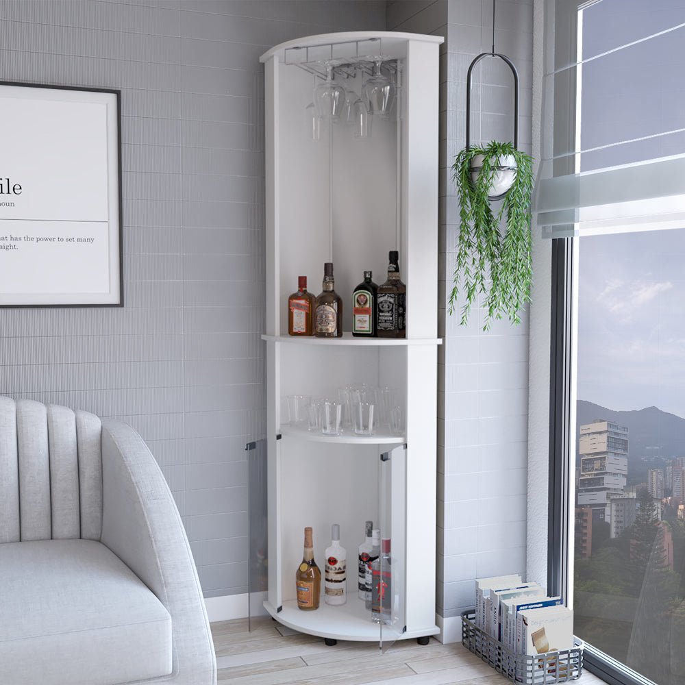 Corner Bar Cabinet Rialto, Living Room, White. Picture 6