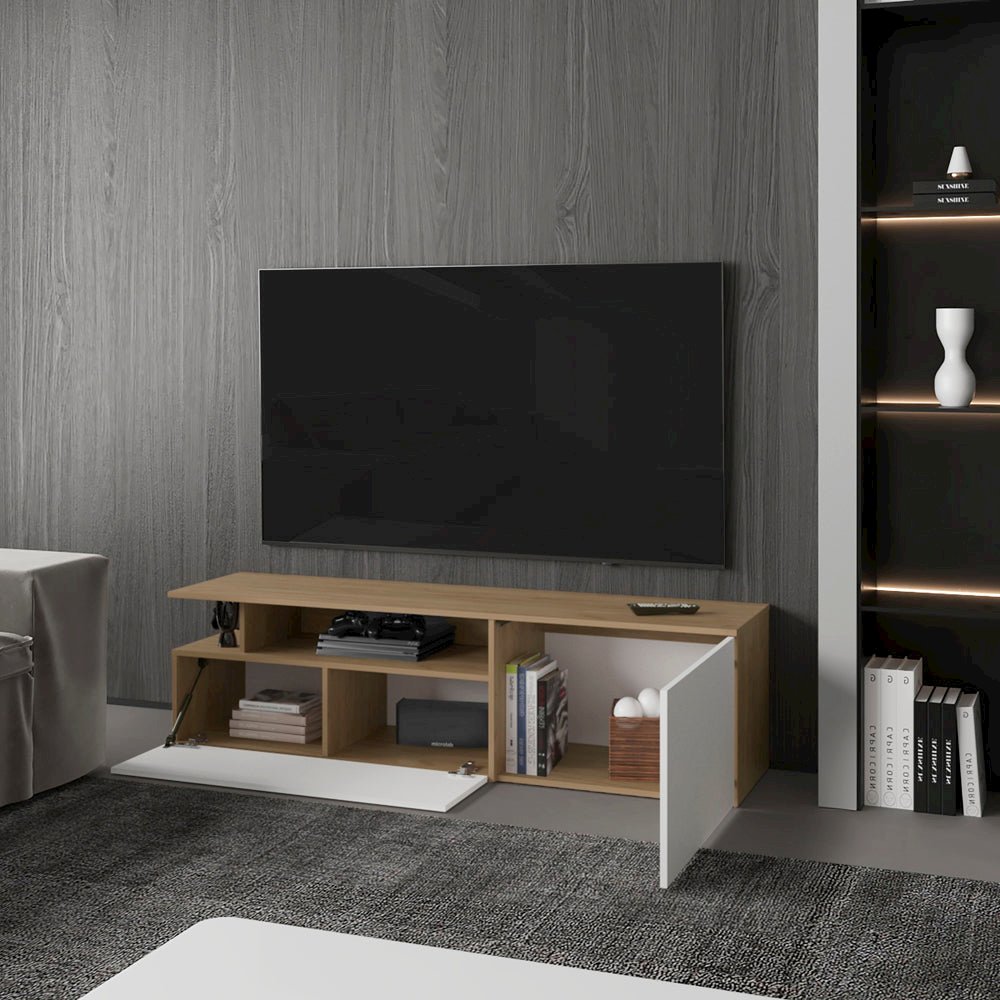 Summerfield Tv Stand, Living Room, White/Ligth Pine. Picture 7