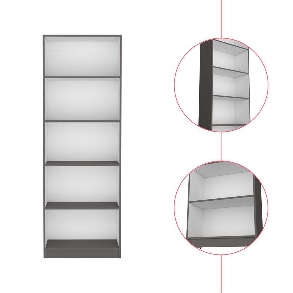 Bookcase 4-Shelves Benzoni, Office, Matt Gray / White. Picture 4