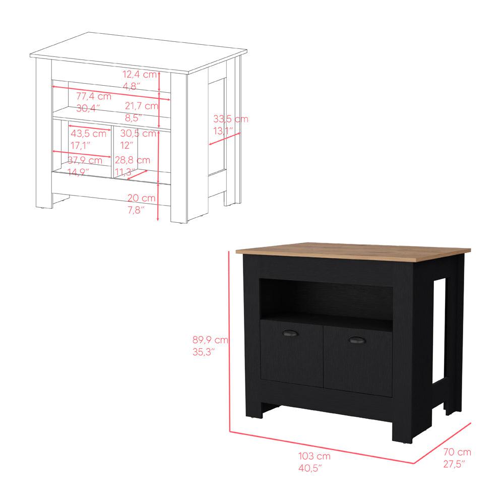 Kitchen Island Geneva, Kitchen, Black / Macadamia. Picture 7