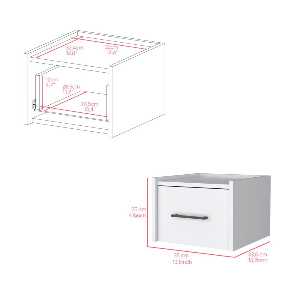 Floating Nightstand Calion, Bedroom, White. Picture 7
